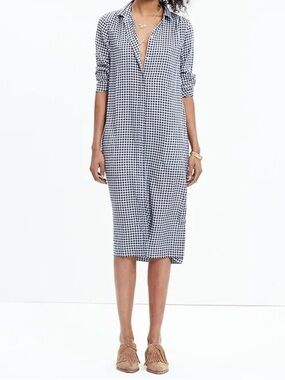 Pieces Gingham Dress in Navy & White